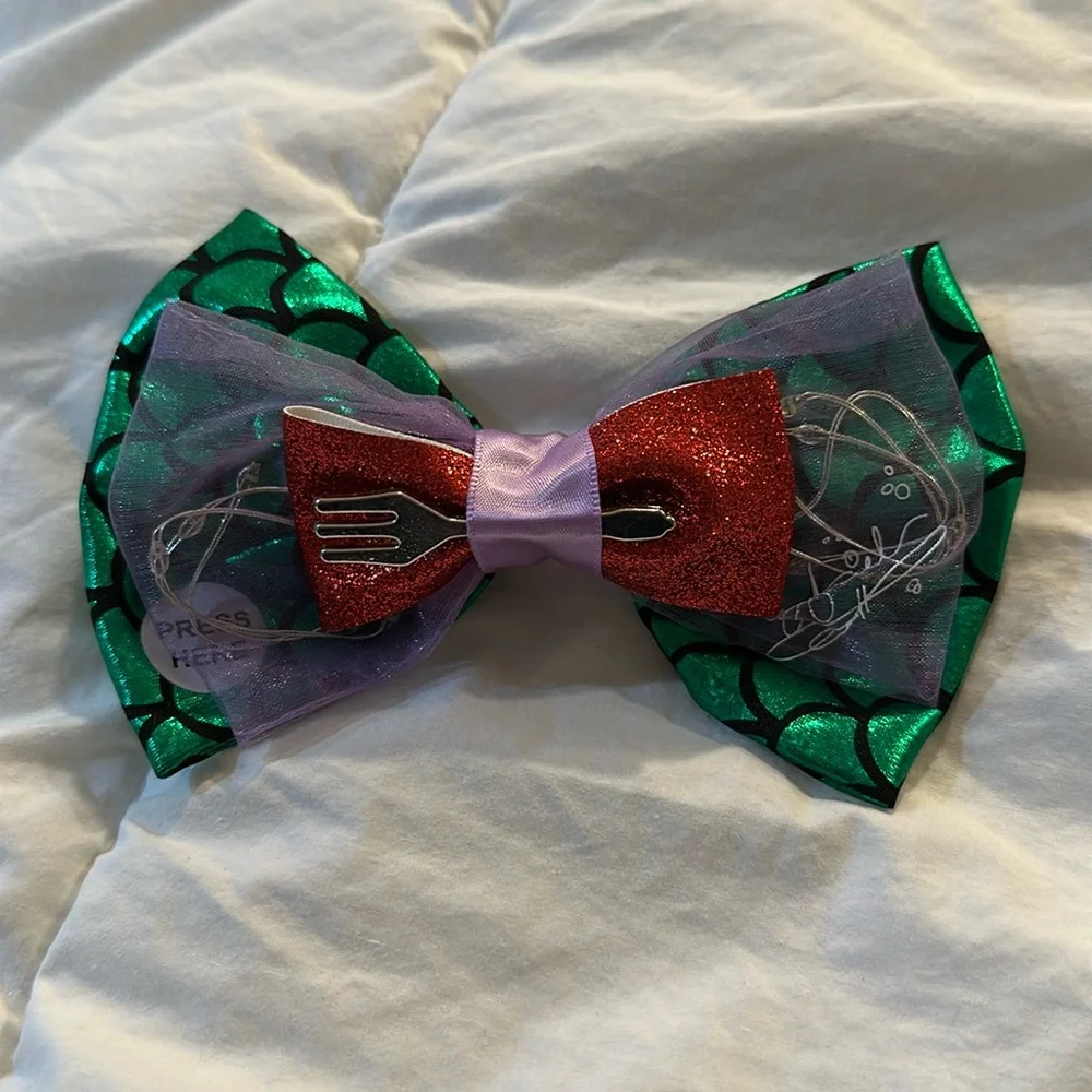 Disney Parks Authentic Interchangeable Ariel bow for Disney ears lights up - Picture 1 of 3